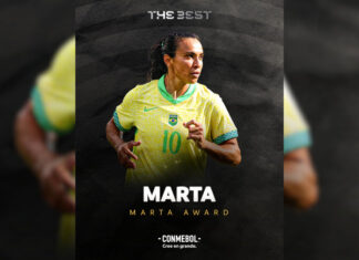 Marta conquista o 1º Troféu de gol mais bonito do ano no The Fifa Best