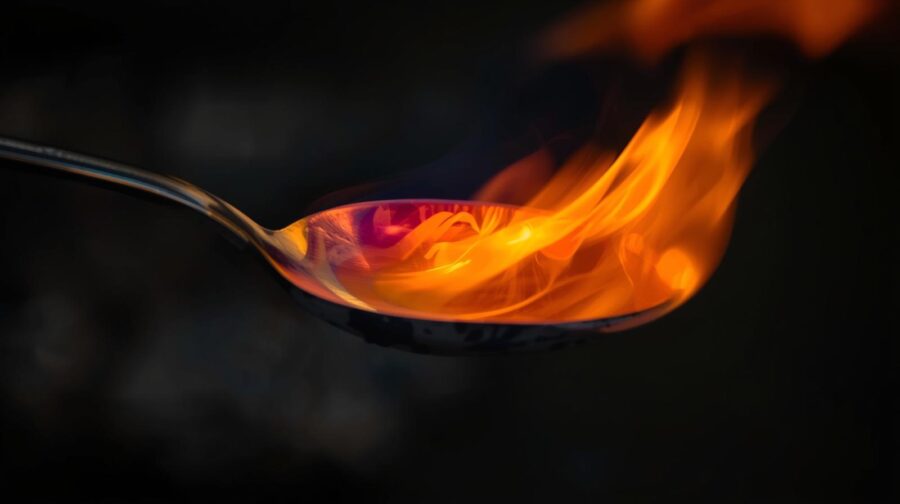 faça uma colher pegando fogo de quente