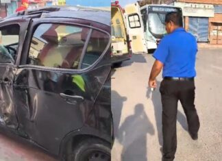 Motorista fica ferido após colisão entre carro e ônibus no Parque São Pedro em Manaus