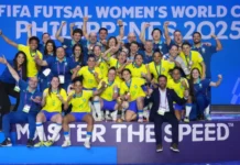 Brasil faz 3 a 0 em Portugal e levanta o título do Mundial de Futsal Feminino