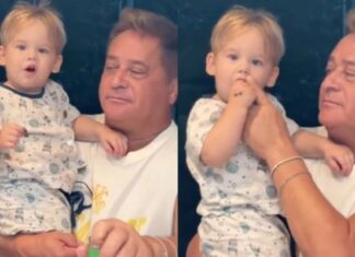 Bebida alcoólica? Vídeo de Leonardo com neto gera polêmica nas redes sociais; VEJA