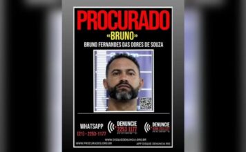 Cartaz do Disque Denúncia alerta sobre paradeiro do goleiro Bruno, que segue foragido