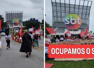 MTST protesta no SBT e exige nota da emissora contra machismo e transfobia