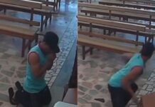 Vídeo! Homem finge rezar, se ajoelha e furta doações em igreja
