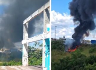 Incêndio em vegetação mobiliza moradores e cobre céu com fumaça na zona norte de Manaus