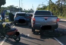 Motociclista fica ferido após acidente com três carros na Avenida do Turismo em Manaus