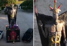 Estátua do Diabo de 11 metros, avaliada em R$ 100 mil, é inaugurada em templo religioso