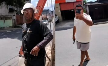 Vídeo mostra homem intimidando trabalhadores durante discussão em rua de Manaus