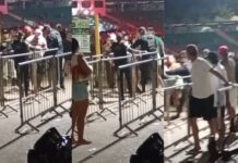 Homem é contido por policiais após confusão na entrada do FECANI em Itacoatiara