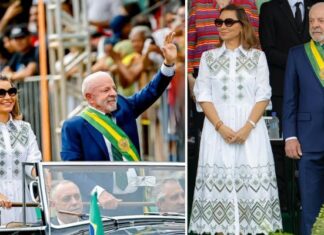 Primeira-dama Janja usa vestido de R$ 2,3 mil em desfile de 7 de Setembro