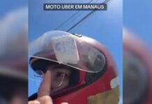 Passageira se assusta ao encontrar absorvente preso em capacete usado durante corrida de moto em Manaus