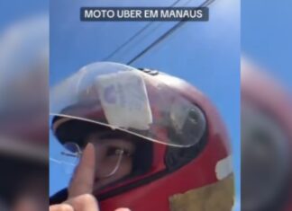 Passageira se assusta ao encontrar absorvente preso em capacete usado durante corrida de moto em Manaus