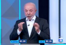 Durante debate, Lula provoca Flávio e relembra declaração de Bolsonaro sobre falta de oxigênio em Manaus