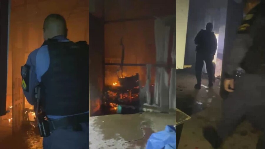 Veja: PMs entram em casa em chamas, usam garrafas com água e salvam mulher desacordada no interior do Amazonas