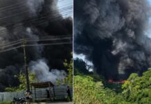Incêndio assusta motoristas com grande coluna de fumaça no Puraquequara